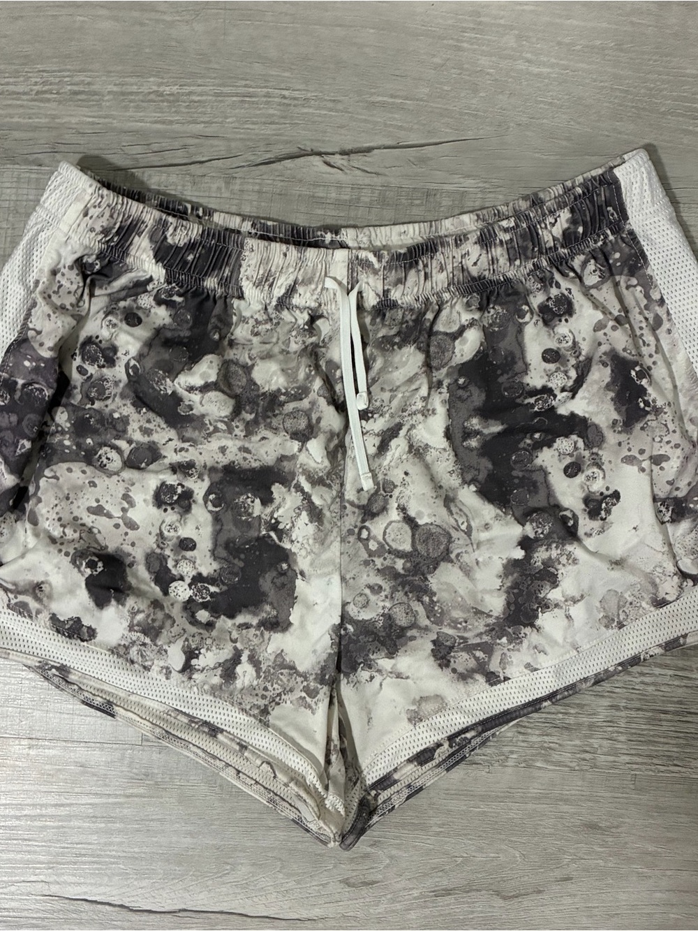 grey and white marble athletic shorts